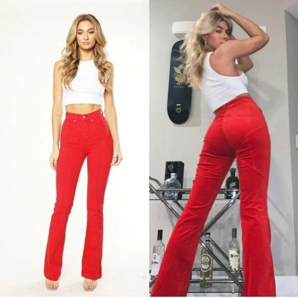 Revice Denim Venus Flare Jeans Red Mars Bar size 25 - Picture 12 of 12